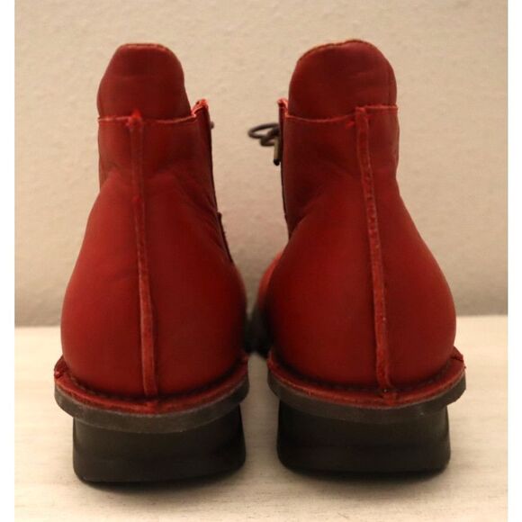 Sergio Tomani Women's Sz 37 US 6.5-7 Red Leather Lucy Lace-Up Booties - Picture 3 of 12